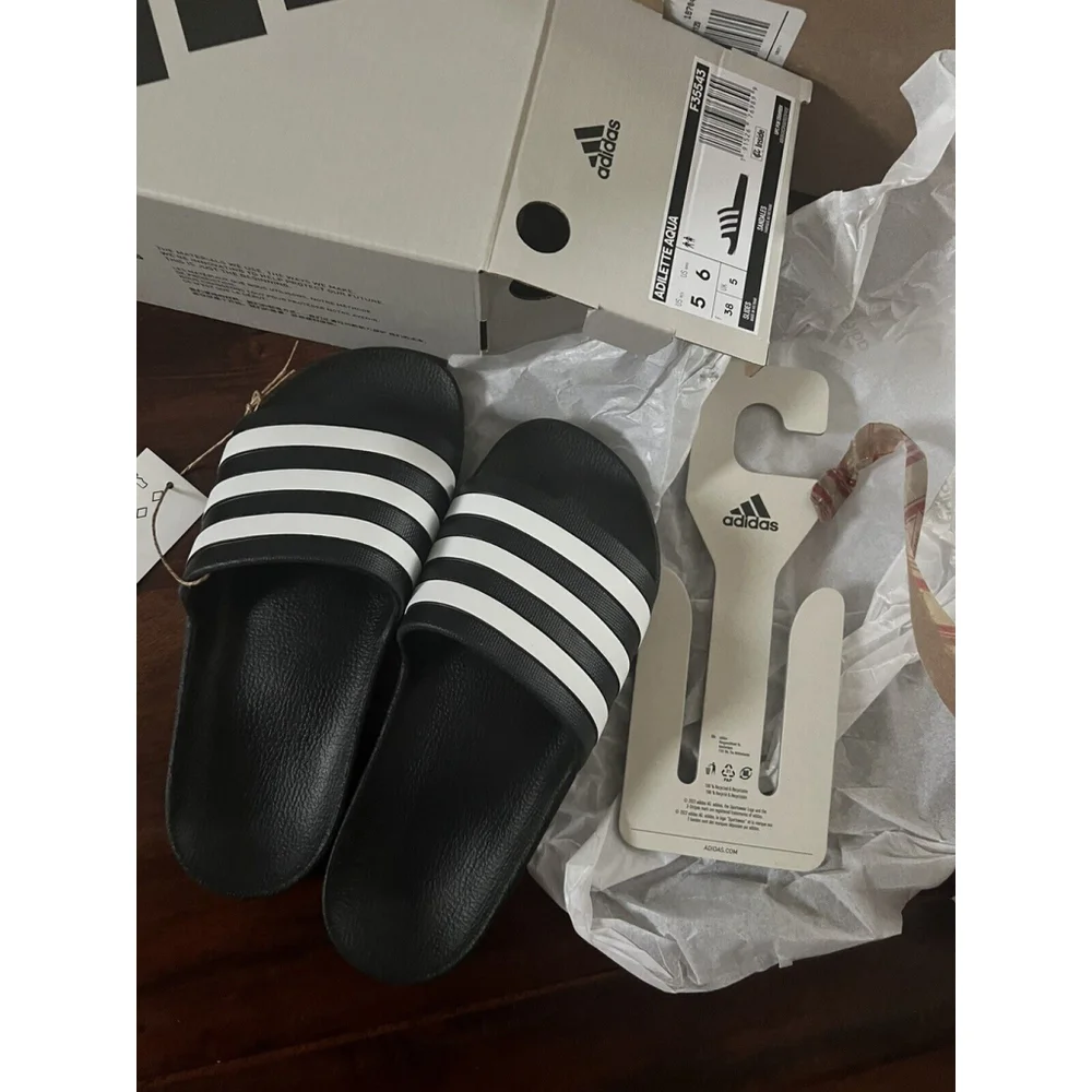 ADIDAS Adilette Aqua COMFORT SLIDES Flip Flop Shower Shoes Sz 5 MensW6
